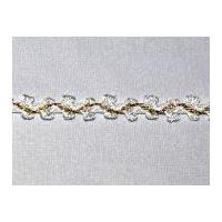 8mm Essential Trimmings Metallic Rayon Braid Trimming White/Gold