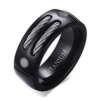 8MM Men Rings Rock Punk Rings With Cable Wire Black Stainless Steel Ring For Men Jewelry Black Tungsten matt ring Christmas Gifts