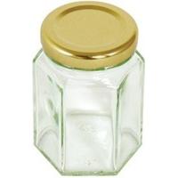 8oz Hexagonal Jar With Gold Screw Top Lid