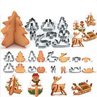 8pcs 3D Christmas Scenario Cookie Cutter Set Decoration Stainless Steel Cutter Cookie Fondant Cake Mould