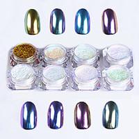 8pcs Manicure Mirror Imported Powder 8 Color Flour Powder Metal Plating With Extremely Light Phototherapy