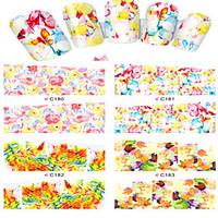 8pcs Nail Art Water Transfer Stickers Abstractive Flower And Tree Image Fashion C180-183