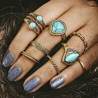 8pcs/set Midi Rings Turquoise Unique Design Fashion Vintage Alloy Jewelry For Party Daily Casual 1set