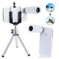8X Magnification Mobile Phone Telescope Magnifier Optical Camera Lens with Tripod + Holder + Case for iPhone 4 4s White