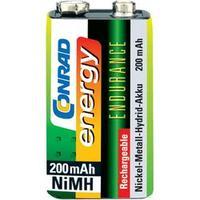 9 V / PP3 battery (rechargeable) NiMH Conrad energy NIMH 9V BLOCK 200 mAh 8.4 V 1 pc(s)