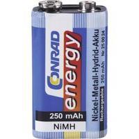 9 V / PP3 battery (rechargeable) NiMH Conrad energy 6LR61 250 mAh 8.4 V 1 pc(s)