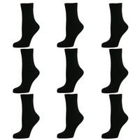 9 Pairs Comfortable New Casual Formal Ladies Women Rich Cotton Black Plain Ankle Socks