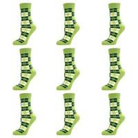 9 Pairs Comfortable New Casual Formal Ladies Women Rich Cotton Lime Green Tartan Ankle Socks