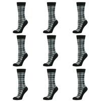 9 pairs comfortable new casual formal mens rich cotton black tartan so ...