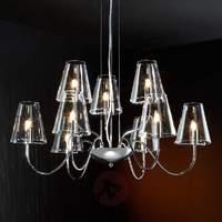 9-bulb chandelier Silva with glass lampshades