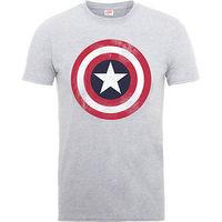 9-11 Years White Children\'s Captain America Distressed Shield T-shirt