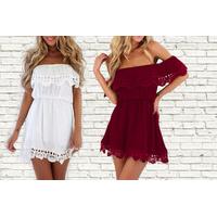 9 instead of 2999 for an off shoulder dress choose from four colours f ...