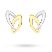 9 Carat 2 Colour Gold Double Marquise Stud Earrings