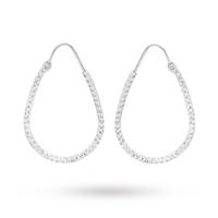 9 Carat White Gold Diamond Cut Teardrop Hoop Earrings