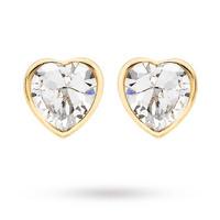 9 Carat Yellow Gold Cubic Zirconia Heart Stud Earrings