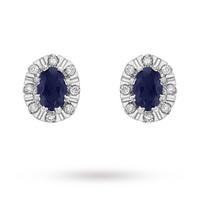 9 Carat White Gold Diamond and Sapphire Cluster Stud Earrings