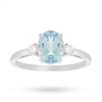 9 carat white gold 110 carat aquamarine with 011 carat diamond oval ri ...