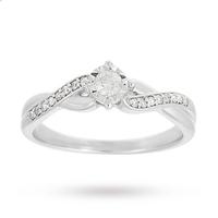 9 Carat White Gold 0.18 Carat Diamond Crossover Engagement Ring - Ring Size J