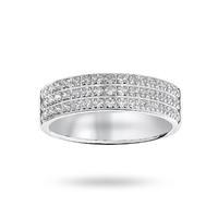 9 Carat White Gold 0.50 Carat Brilliant Cut 3 Row Claw Pave Half Eternity Ring