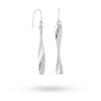 9 Carat White Gold Twist Drop Earrings