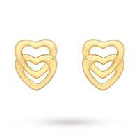9 Carat Yellow Gold Entwined Hearts Stud Earrings