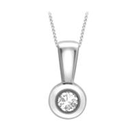 9 Carat White Gold Diamond Doughnut Pendant 18 Inch