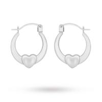 9 Carat White Gold Heart Creole Earrings