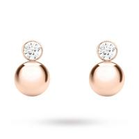 9 Carat Rose Gold Cubic Zirconia and Ball Drop Earrings