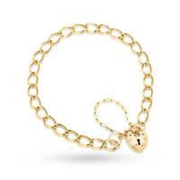 9 Carat Yellow Gold Heart Padlock Bracelet 7 Inch