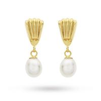 9 Carat Yellow Gold Pearl Drop Earrings