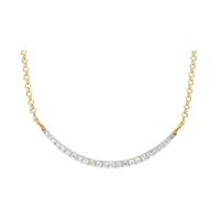 9 Carat Yellow Gold Diamond Crescent Bar Adjustable Necklet 16 - 18 Inch