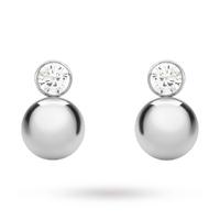 9 Carat White Gold Cubic Zirconia and Ball Drop Earrings