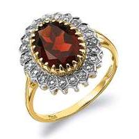 9 Carat Gold Garnet & Diamond-Set Ring