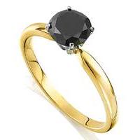 9 Carat Yellow Gold Black Solitaire Ring