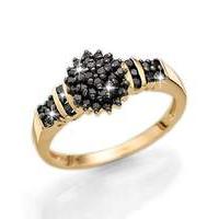 9 Carat Gold Black Diamond Cluster Ring