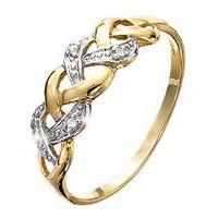 9 carat gold diamond set crossover ring