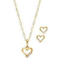 9 Carat Gold Heart Pendant & Earrings