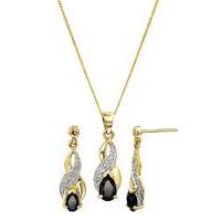 9 Carat Gold Sapphire Pendant & Earrings