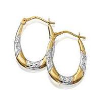 9 Carat Hollow Two-tone Hoop Earrings