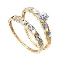 9 carat gold diamond ring set