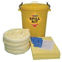 90 litre chemical spill kit in round yellow bin