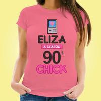 90s Chick Cute Pink Customised Womens T-Shirt