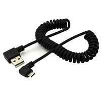 90 degree left angled micro usb 20 male to male spring retractable cha ...