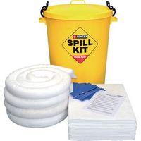 90 litre oil fuel spill kit in round yellow bin