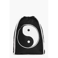 90\'s Ying Yang Print Drawstring Bag - black