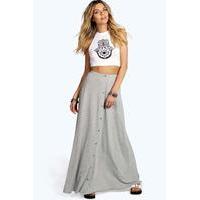 90\'s Grunge Style Button Front Maxi Skirt - grey marl