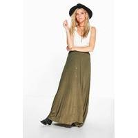 90\'s Grunge Style Button Front Maxi Skirt - khaki