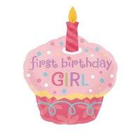 91cm x 74cm Cupcake First Birthday Girl Balloon