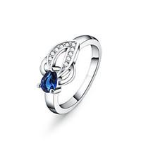925 Silver Blue Drop zircon Statement Rings Wedding / Party / Daily / Casual 1pc
