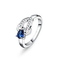 925 silver blue drop zircon statement rings wedding party daily casual ...